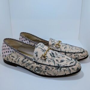 Sam Edelman Pink Floral Loafers with Gold Bit